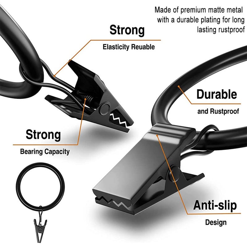 Lansian 20Pack Curtain Rings with Clips, Drapery Clips for Curtain, Drapery Rings with Clips for Hanging Drapery Drapes Bows, 1 inch Interior Diameter, Fits up to 4/5 in Curtain Rod, Vintage Black - Image 5